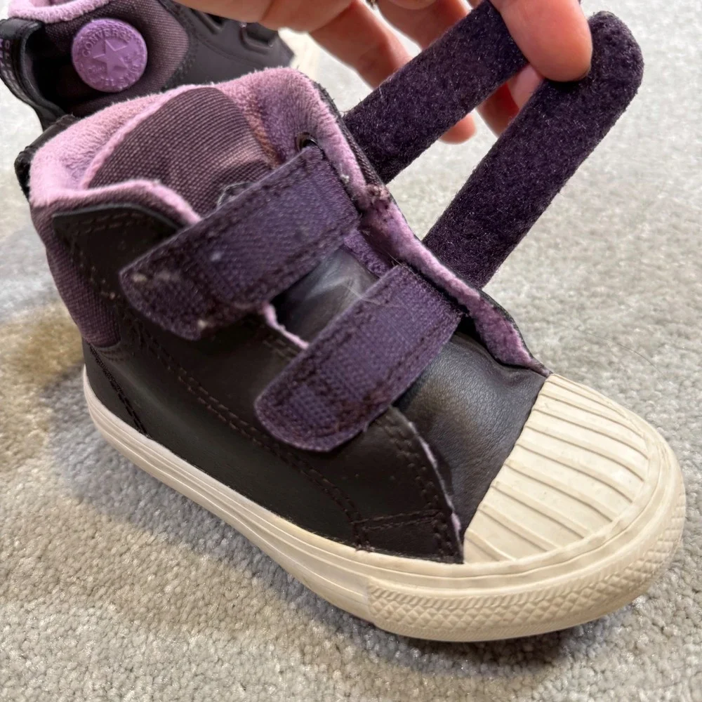 Converse Chuck Taylor All Star‎ Berkshire Sneaker Boot  Purple Leather Toddler 7